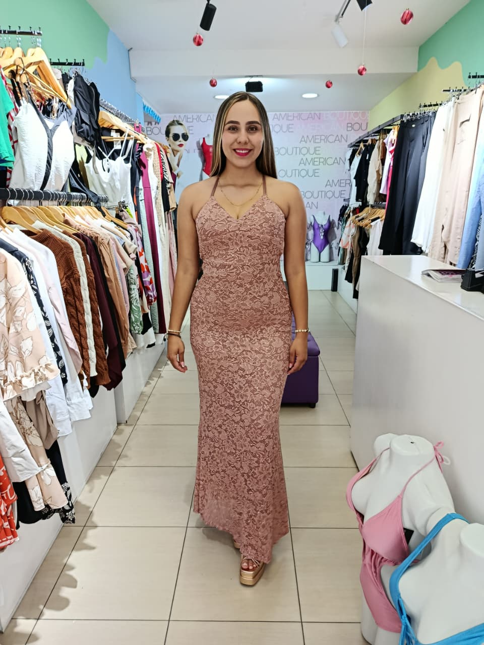VESTIDO PALO ROSA LENTEJUELAS
